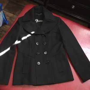 🔥Guess Womens Black Pea Coat size medium lined🔥